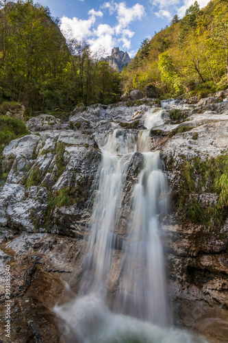 Landscape and  waterfall at Cadini del Brenton - Sospirolo - Italy photo