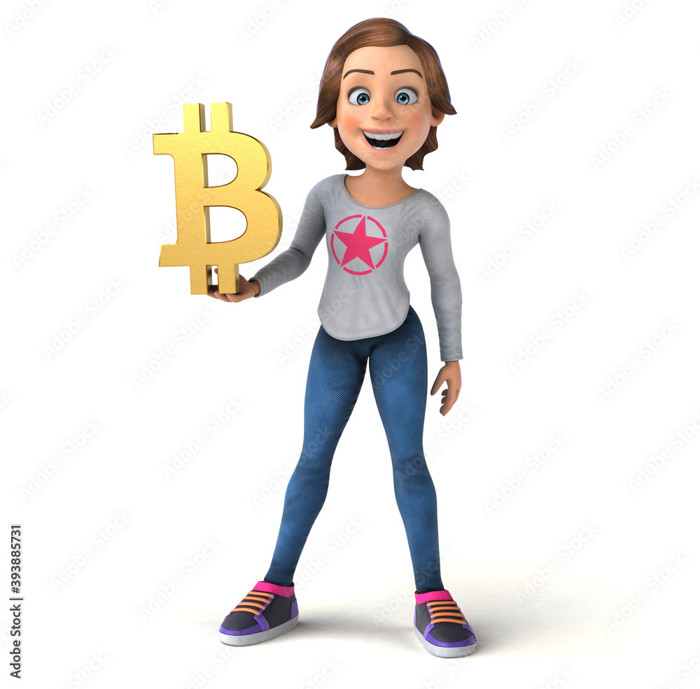Fun 3D illustration of a cartoon teenage girl Fun 3D illustration of a cartoon teenage girl