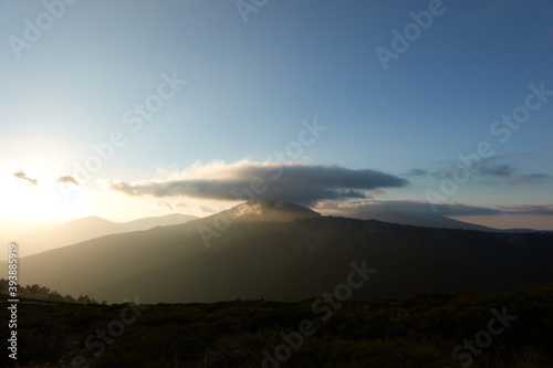 La Maliciosa, La Bola del Mundo, Navacerrada, La Pedriza, El Yelmo and the oak forests in autumn in the Sierra de Guadarrama National Park. Madrid's community. Spain