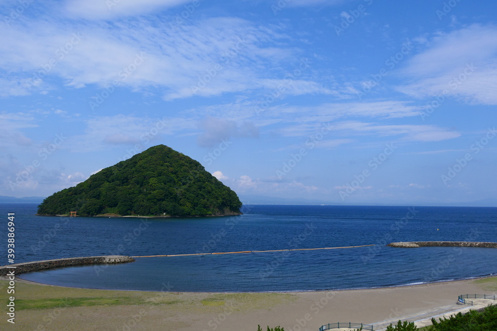 浅虫温泉より津軽海峡を望む。青森、日本。9月中旬。