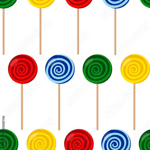 Seamless pattern candy lollipop caramel vector illustration