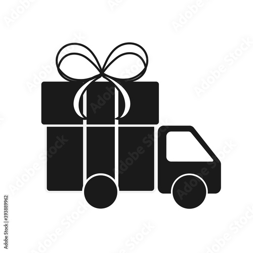 Free delivery truck icon. Black and white Free shipping logo. fast delivery truck icon, express delivery, quick move, line symbol on white background