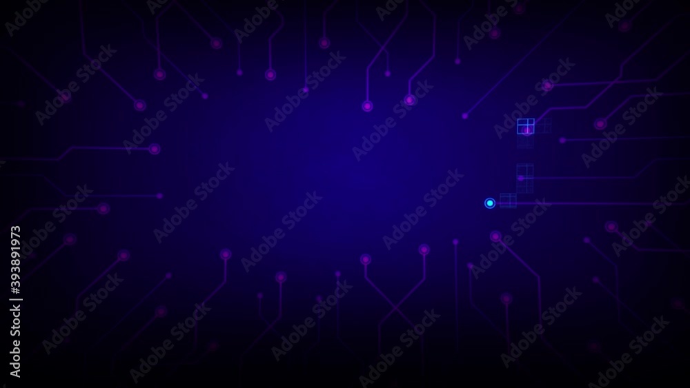 Abstract Cyber Technology Chipset Motherboard Intro Animation/ 4k animation of an abstract computer motherboard chipset technology background with glowing intro reveal effect