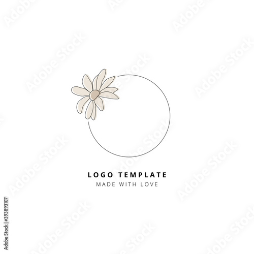 Floral logo template, circle with flower