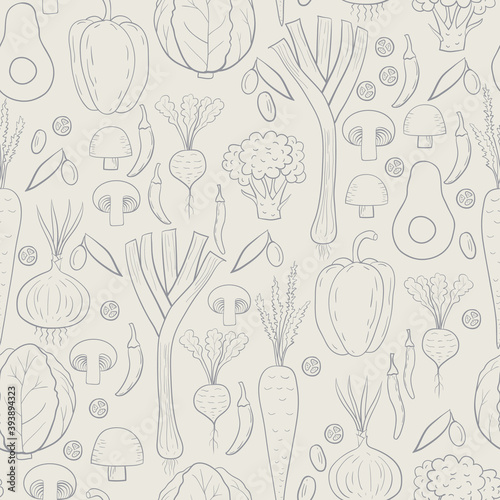 Light pastel vegetables background seamless pattern print