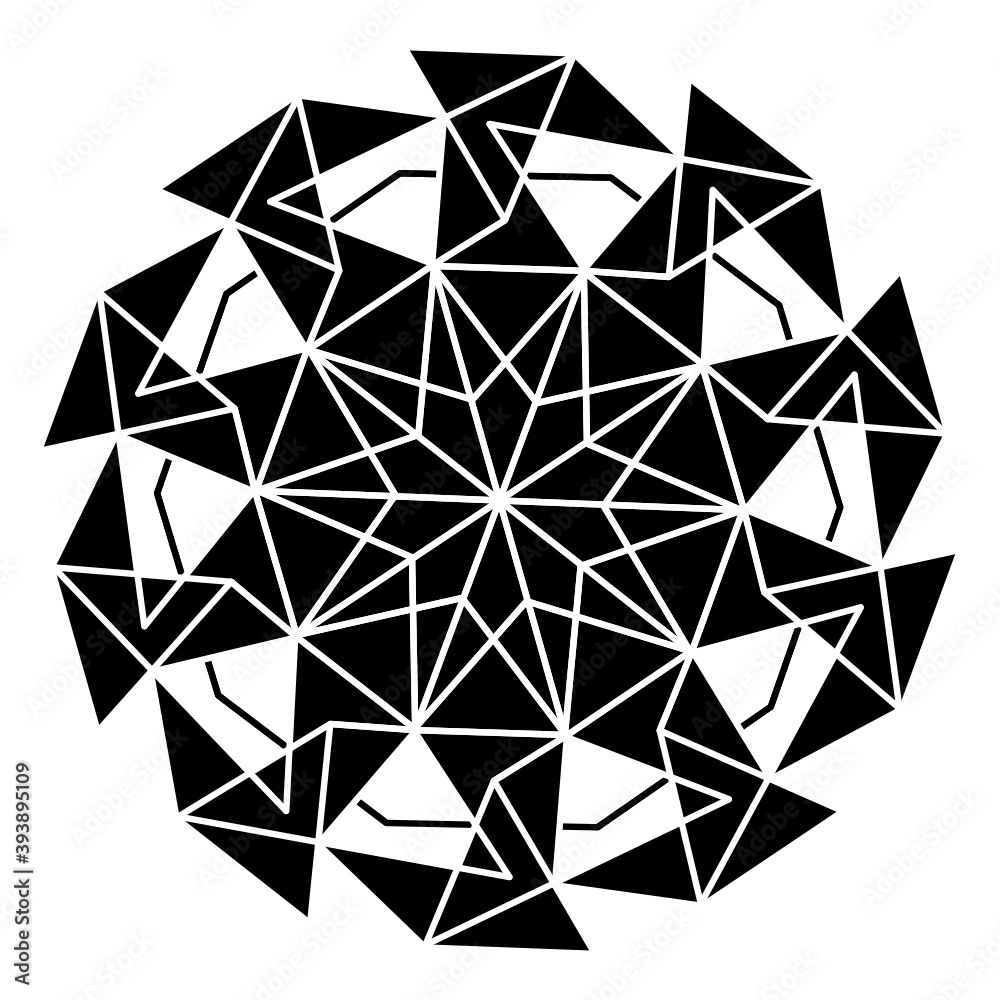 abstract geometric black and white ten sided polygon-10a3