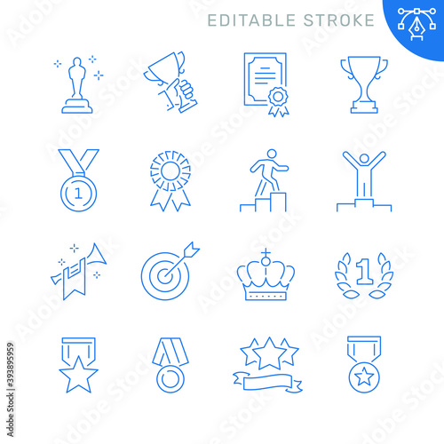 Awards related icons. Editable stroke. Thin vector icon set