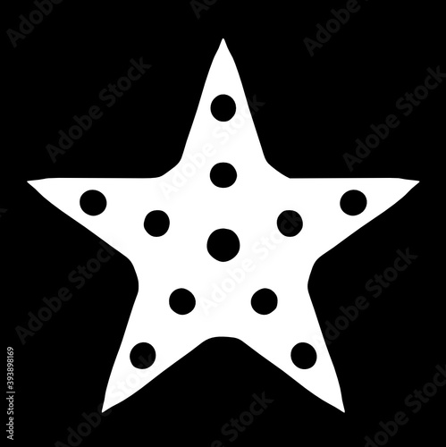 black and white star with circles