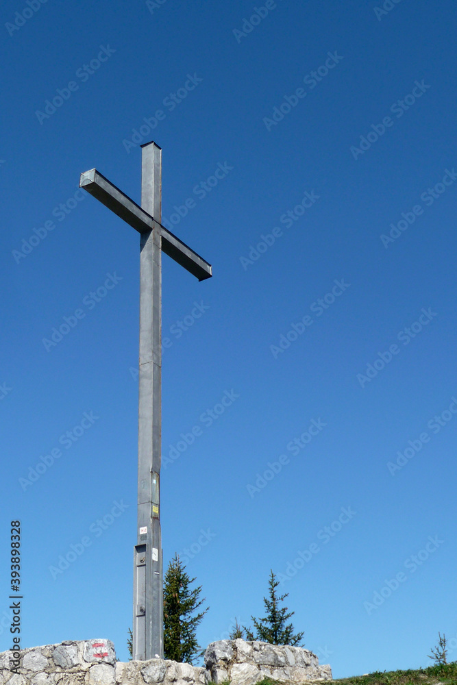 Summit cross Brauneck mountain, Bavaria, Germany Summit cross Brauneck mountain, Bavaria, Germany