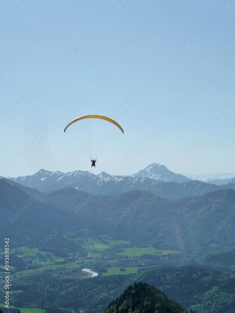 Paragliding at Brauneck mountain, Bavaria, Germany Paragliding at Brauneck mountain, Bavaria, Germany