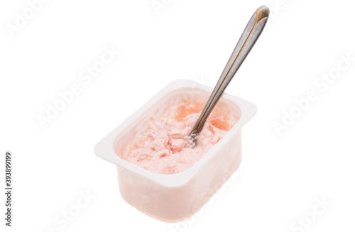 yogurt in a plastic cup isolated
