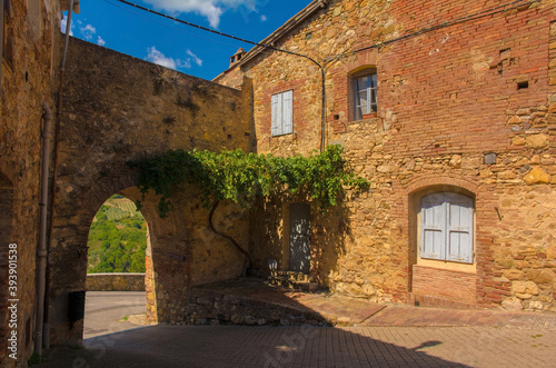 The main entrance to the historic village of Murlo, Siena Province, Tuscany, Italy 