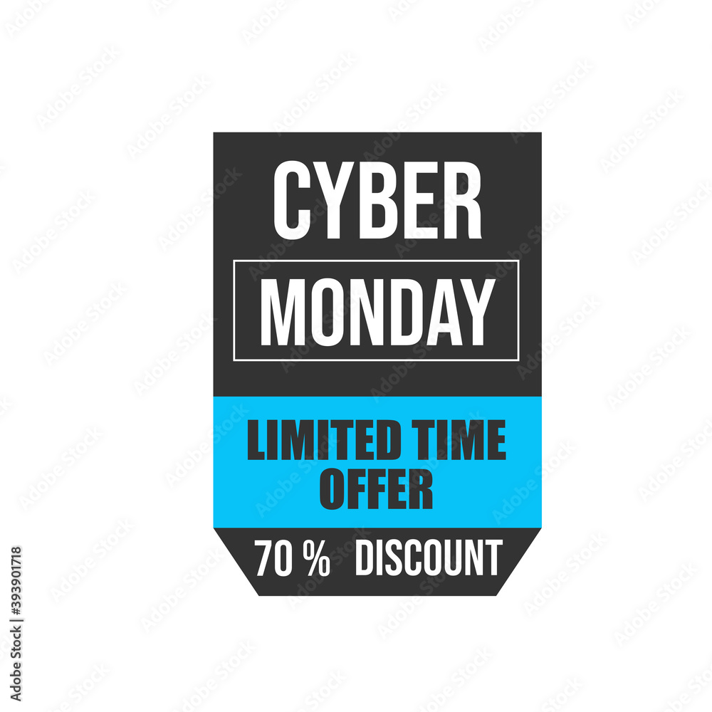 Cyber Monday sale. Black and blue sale banner label. Vector illustration. Cyber Monday sale. Black and blue sale banner label. Vector illustration.