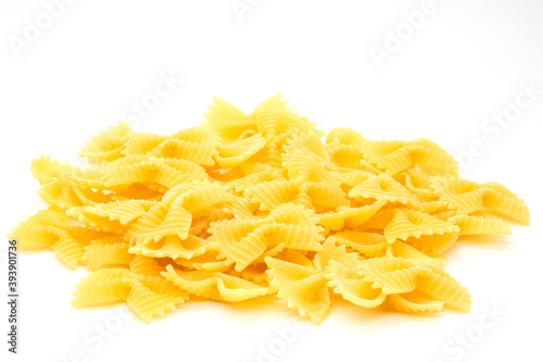 Farfalle. Uncooked pasta isolated on white background