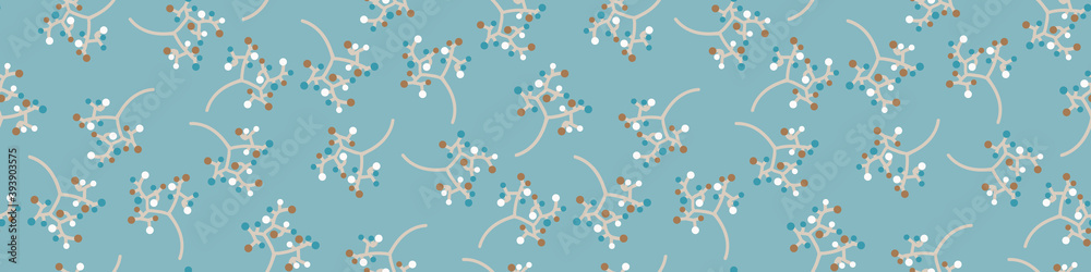 Merry Christmas, Winter and seamless background branch, berries and leaves pastel, neutral colors.  Seamless winter pattern design