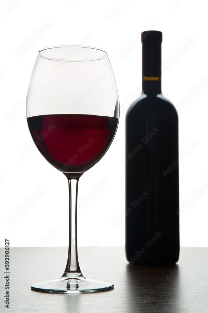 Bottle and Glass of Red Wine