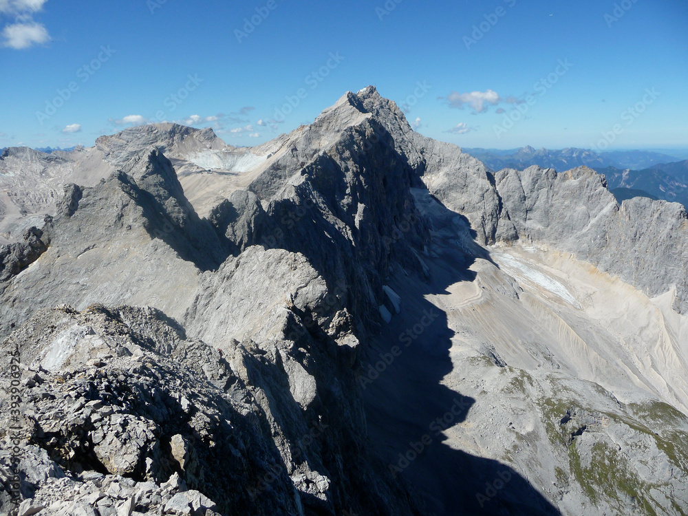 Mountain panorama at Jubilaumsgrat, Schneeferner, Zugspitze mountain, Germany