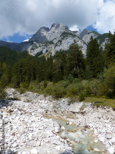 Mountain hiking tour to Patenkirchener Dreistorspitze mountain in Bavaria, Germany photo