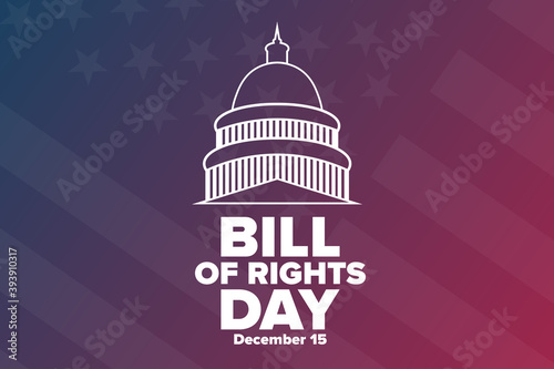 Bill of Rights Day. December 15. Holiday concept. Template for background, banner, card, poster with text inscription. Vector EPS10 illustration.
