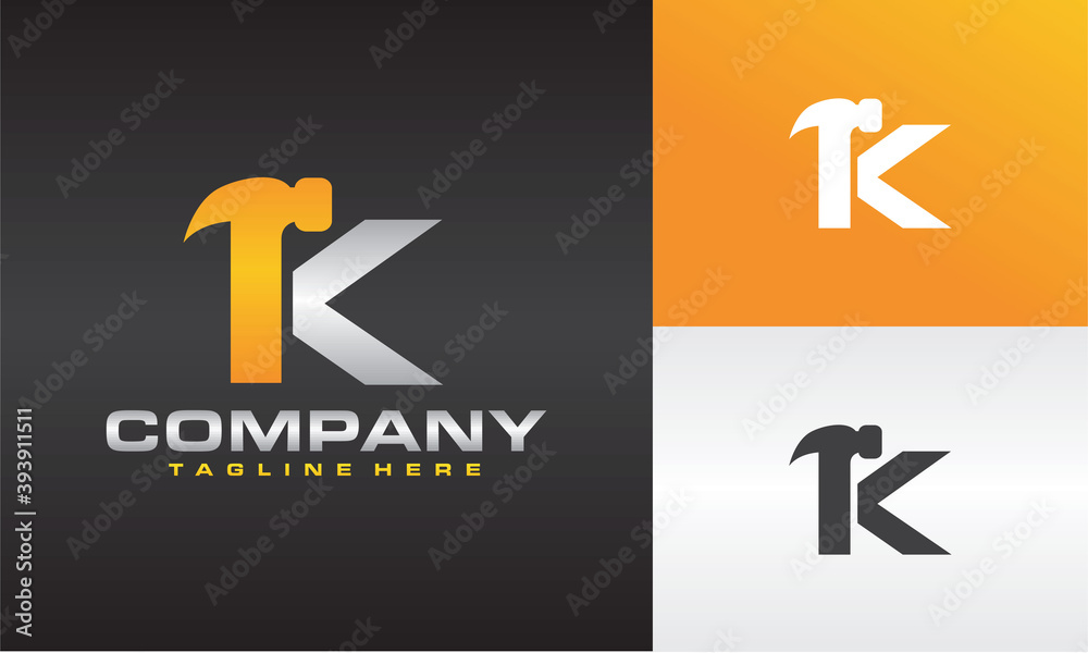 initials K hammer logo initials K hammer logo