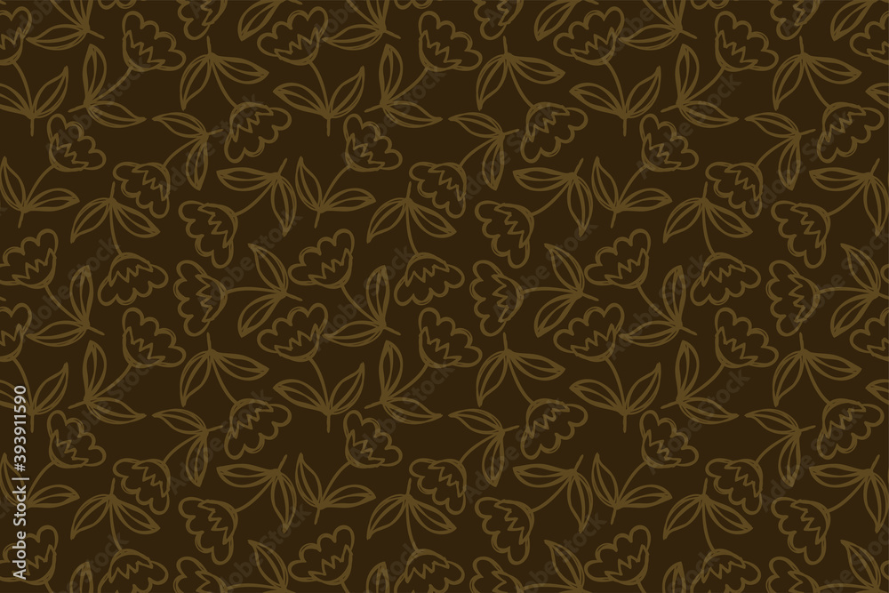 Floral seamless pattern. Hand drawn flowers. Vector illustration. Marker doodle sketch. Line art silhouettes. Repeat contour drawing. Floral seamless pattern. Hand drawn flowers. Vector illustration. Marker doodle sketch. Line art silhouettes. Repeat contour drawing.