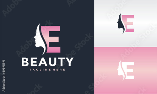 initial E beauty face logo