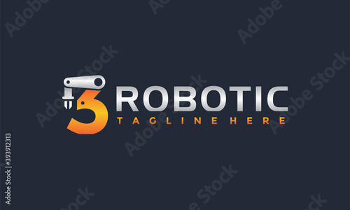 number three robot arm logo