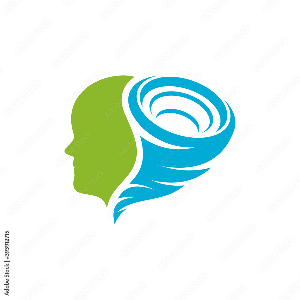 Head people with Tornado logo vector template, Creative Twister logo design concepts, icon symbol, Illustration Head people with Tornado logo vector template, Creative Twister logo design concepts, icon symbol, Illustration