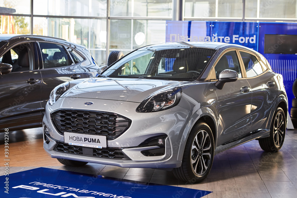 Vinnitsa, Ukraine -October 19, 2020. Ford Puma - new model car presentation  in showroom - front view Stock Photo | Adobe Stock