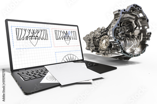 3D render image representing CAD process
