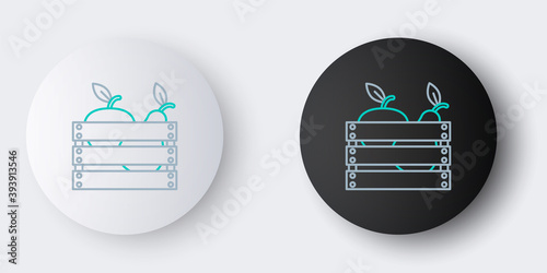 Line Wooden box for fruits and vegetables icon isolated on grey background. Colorful outline concept. Vector.