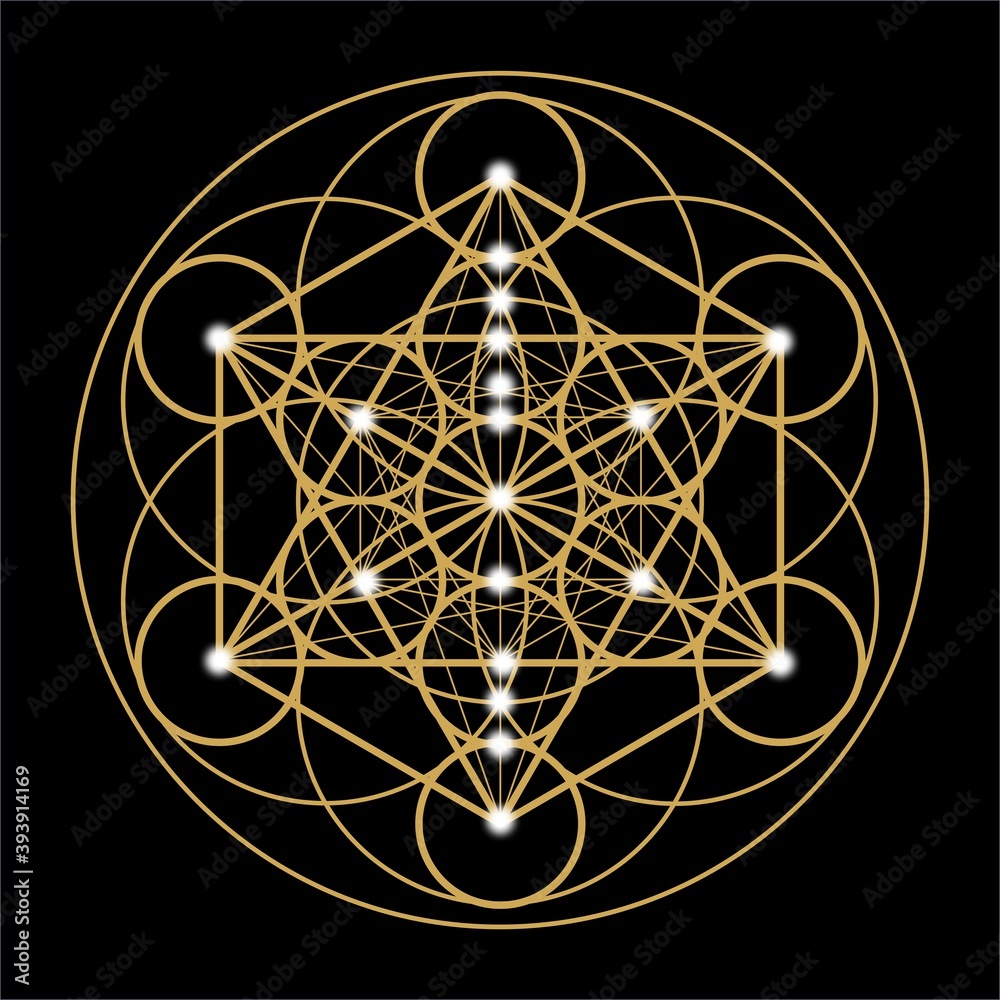 Sacred Geometry - Metatron's Cube - Red pattern, Vector Illustration