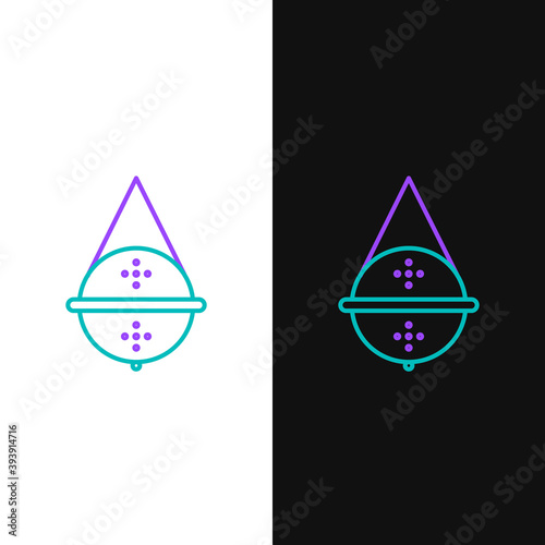 Line Ball tea strainer icon isolated on white and black background. Colorful outline concept. Vector.