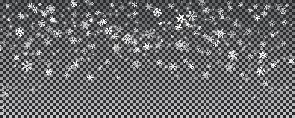 Christmas falling snow isolated transparent background. Winter snow storm backdrop. Vector illustration Christmas falling snow isolated transparent background. Winter snow storm backdrop. Vector illustration