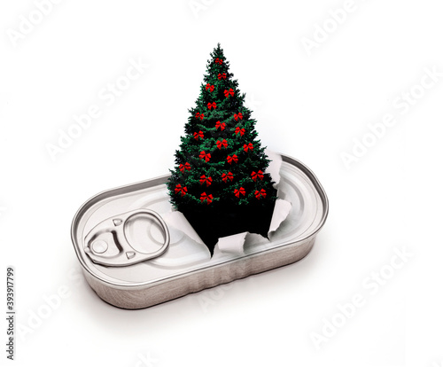 Weihnachtsbaum in einer Konservendose