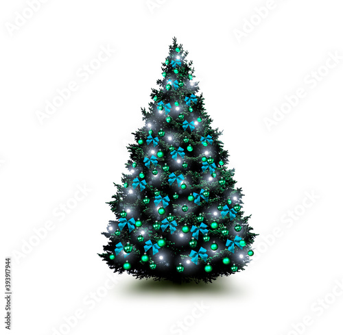 Weihnachtsbaum mit Bunten Christbaumkugeln
