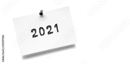 Angehefteter Notizzettel mit der Jahreszahl 2021