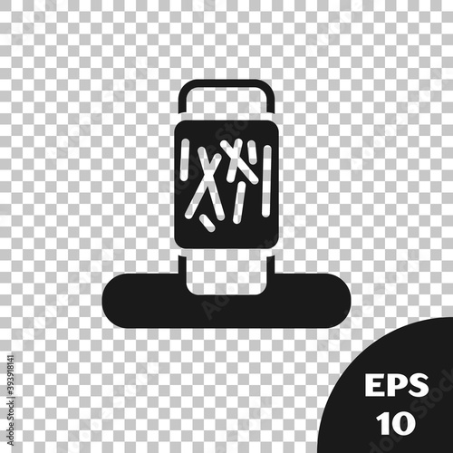 Black Cat scratching post with toy icon isolated on transparent background. Vector.