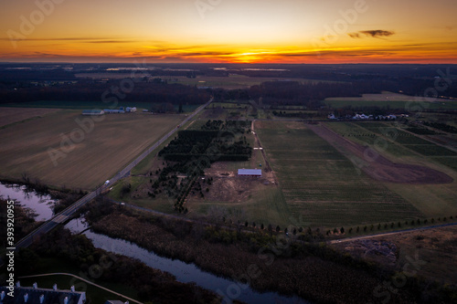 Aerial Sunrise in Plainsboro, Cranbury New Jersey 