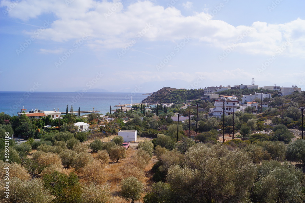 Scenic view of a coastal village in Eastern Crete, Greece