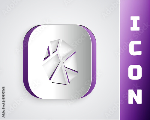 Paper cut Salt stone icon isolated on grey background. Paper art style. Vector.