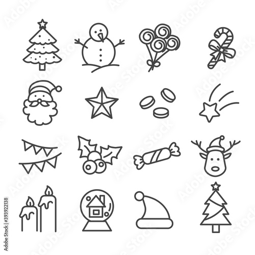 Set of Christmas icon. Holiday isolated concept. Modern outline on white background