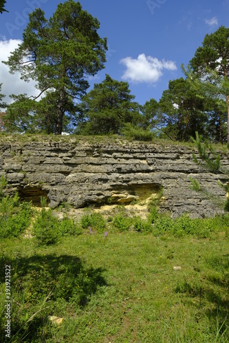 Das Saaletal  die Weinberge und Muschelkalkfelsen am Naturschutzgebiet Hammelberg bei Hammelburg   Landkreis Bad Kissingen   Unterfranken Franken  Bayern  Deutschland