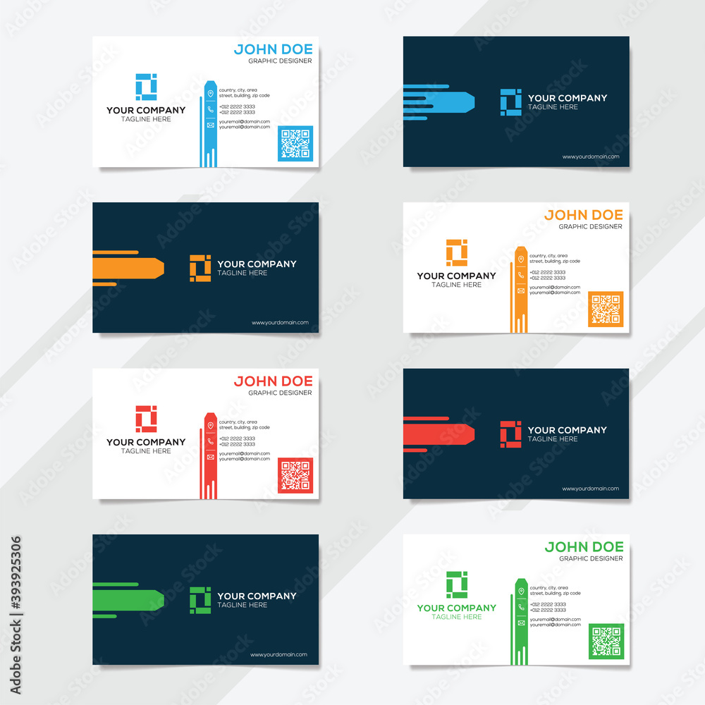 Corporate business card design template with several color options