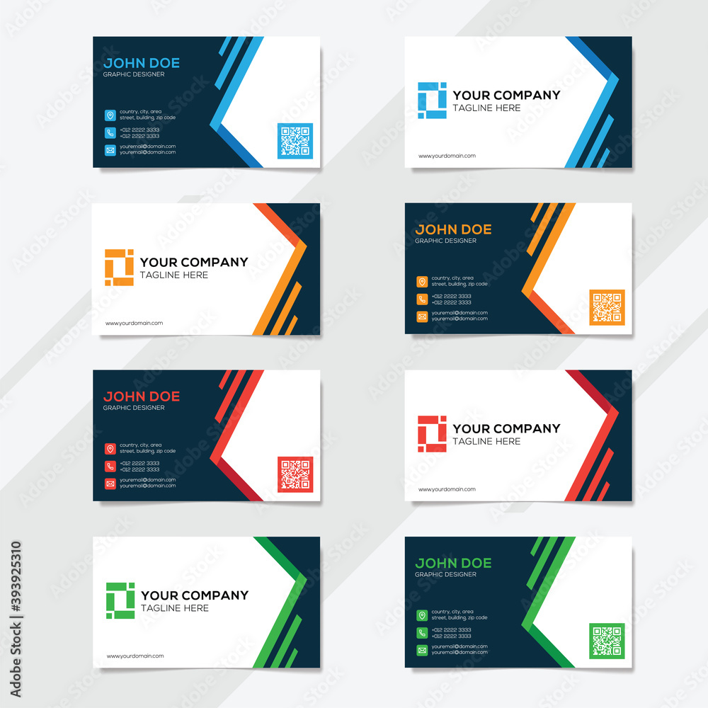 Corporate business card design template with several color options
