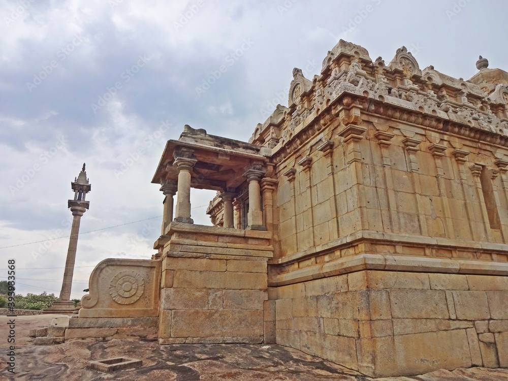 Fototapeta premium Chandragiri hill temple complex at Shravanabelagola,karnataka
