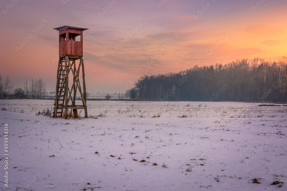 hunting pulpit photographed in late winter in the Lublin region. hunting pulpit photographed in late winter in the Lublin region.