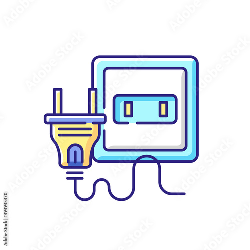 Electrical outlet RGB color icon. Socket for power generation. Appliance wire connection to electricity. Voltage for household devices. Home technology unplugged. Isolated vector illustration