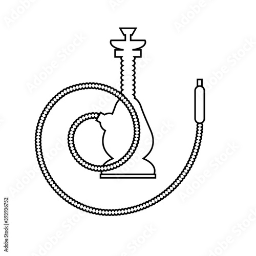 Arabic Hookah Silhouette Isolated on White Background.