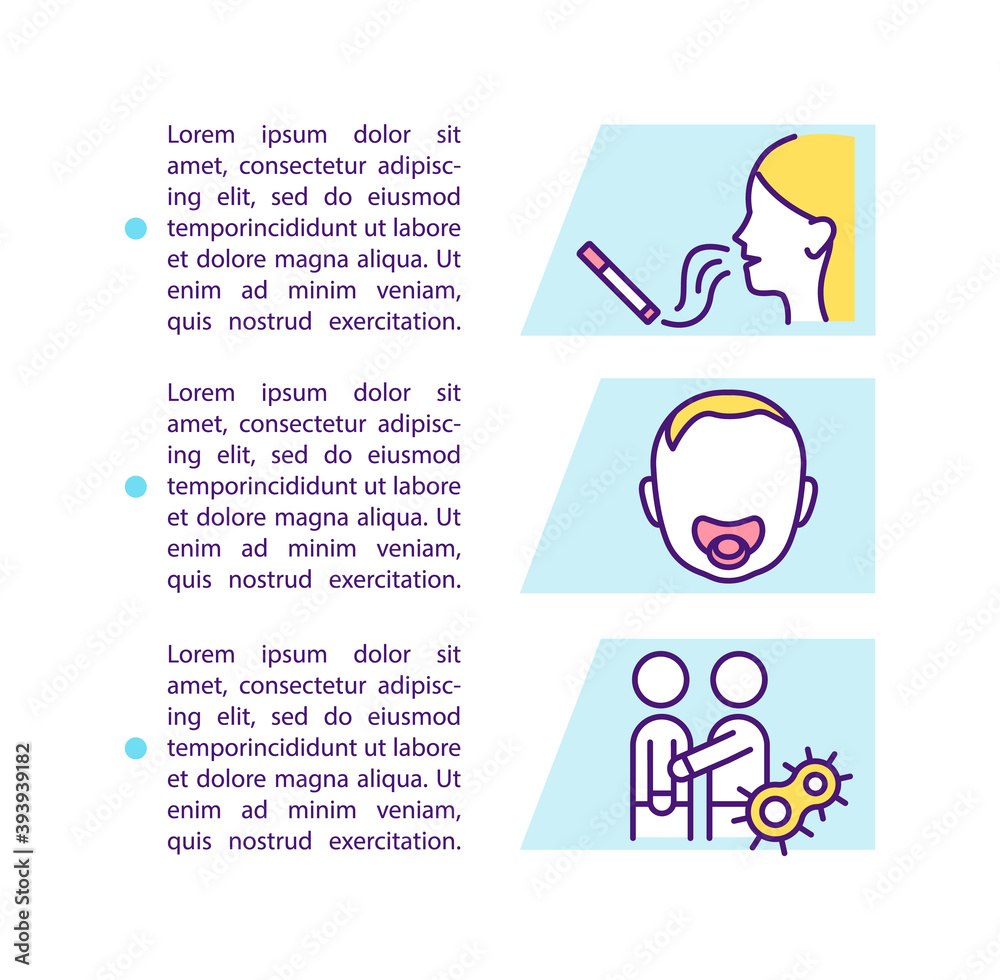 Sore throat risk factors concept icon with text. Future problems after fever. Getting strong pain. PPT page vector template. Brochure, magazine, booklet design element with linear illustrations Sore throat risk factors concept icon with text. Future problems after fever. Getting strong pain. PPT page vector template. Brochure, magazine, booklet design element with linear illustrations